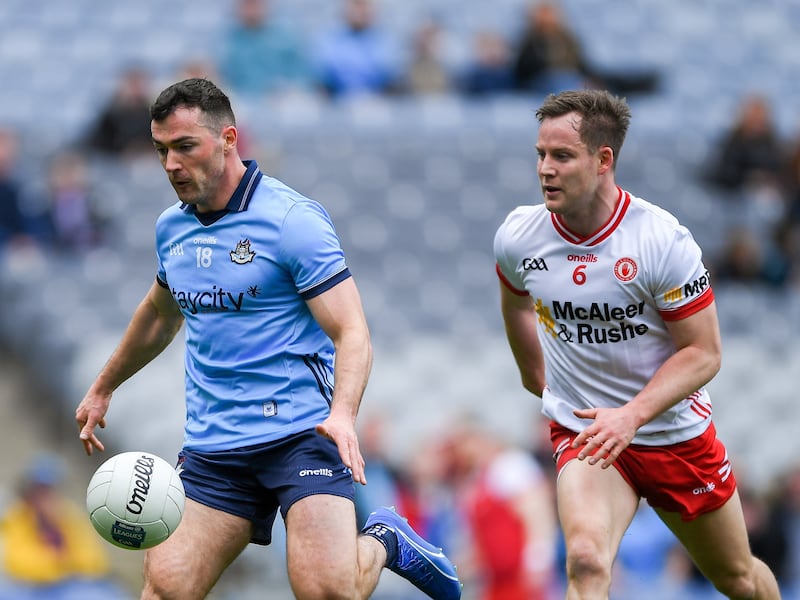 Colm Basquel scores Dublin's first of five goals against Tyrone