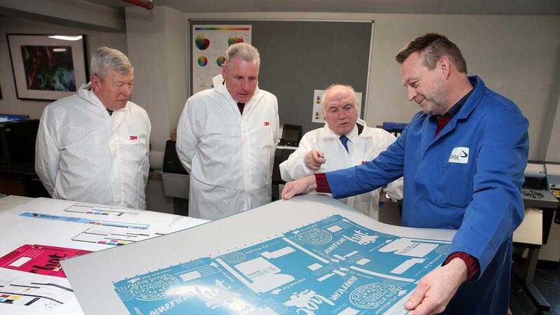 Alan Johnson MP, Vernon Coaker MP and Terry Cross visit the Delta Packaging plant in West Belfast  Picture Mal McCann. 