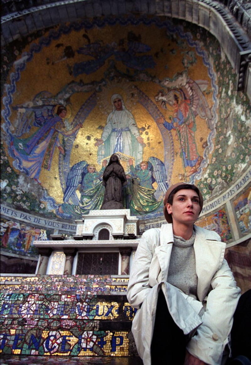 Irish singer Sinead O'Connor at Lourdes in France where she was ordained as a Priest in the Latin Tridentine Church