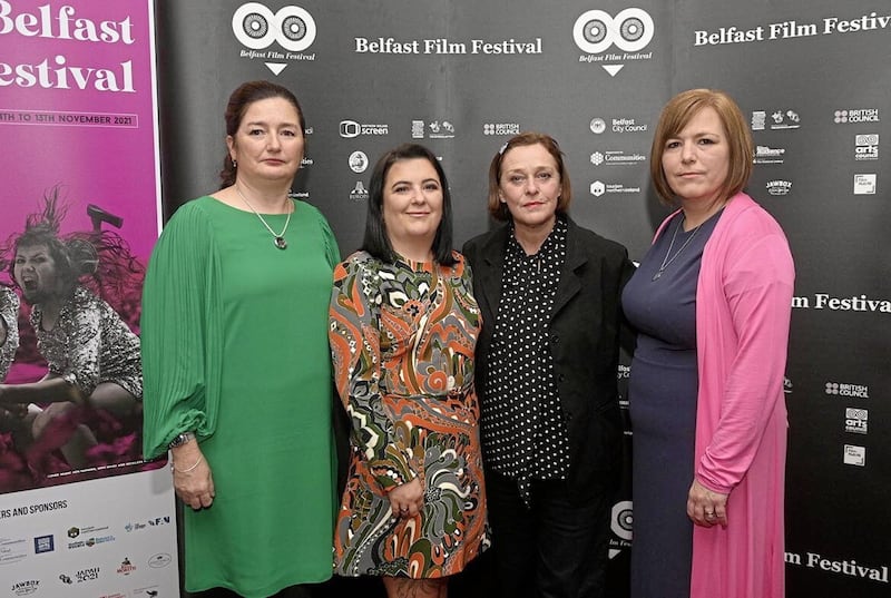 Lyra McKee&#39;s sisters Mary Crossan, Joan Hunter and Nichola McKee-Corner with director Alison Miller (second from right). Picture by Mark Marlow 