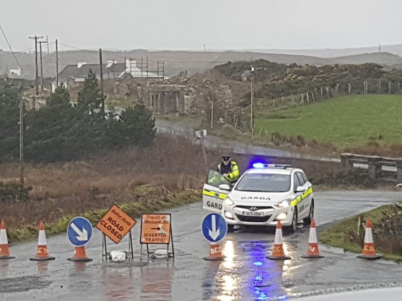 The scene in Gortahork, Donegal where four young men died in a road crash on Sunday night. Picture by Rebecca Black/PA Wire  