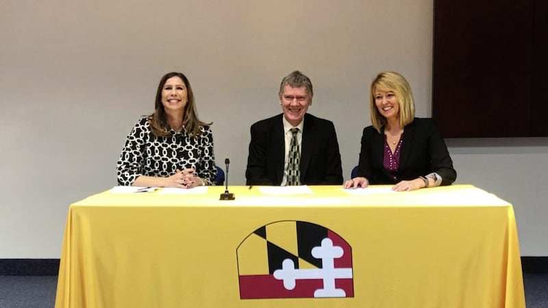 Pictured at the signing are (from left) Maryland Department of Labor secretary Tiffany Robinson, Dr Andrew McCormick from the NI Executive Office and Maryland commerce secretary Kelly M. Schulz 