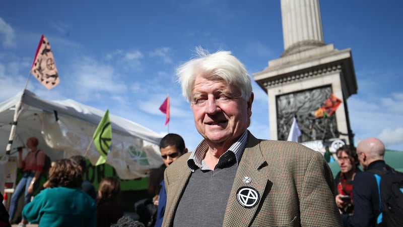 Stanley Johnson spoke at an Extinction Rebellion protest in Trafalgar Square