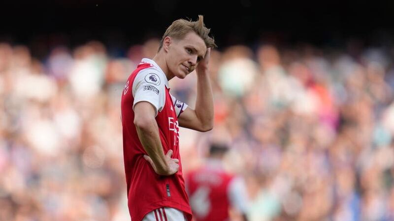 Martin Odegaard was left frustrated by Arsenal’s 3-0 defeat to Brighton (Kirsty Wigglesworth/AP/PA)