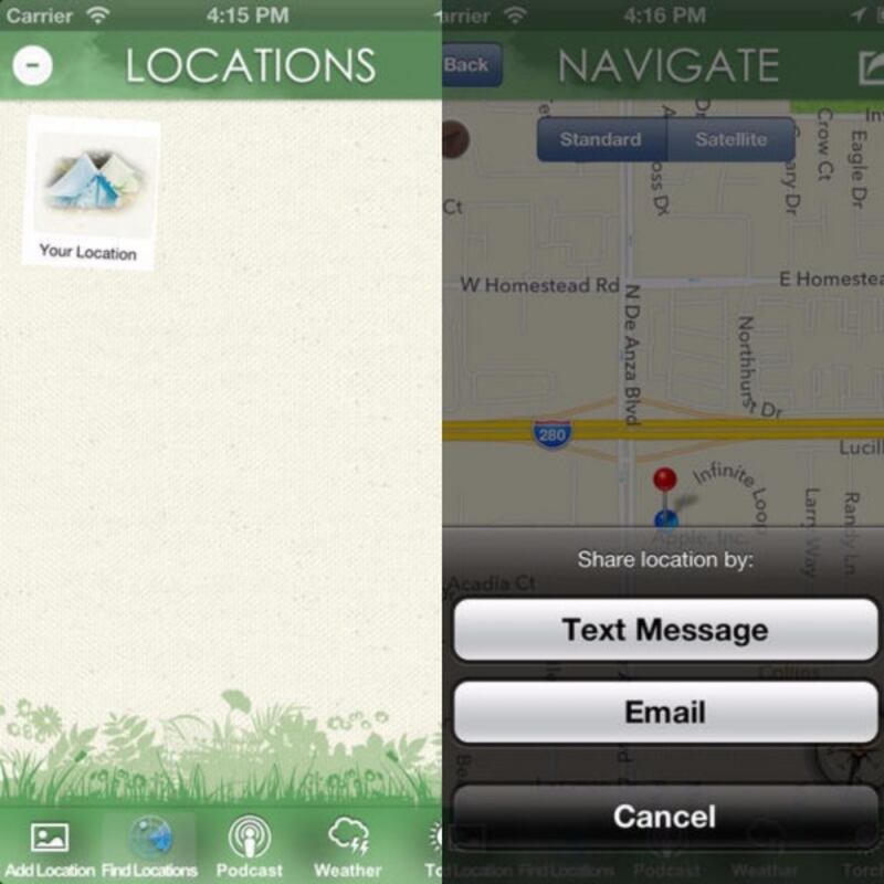 Screengrab of app