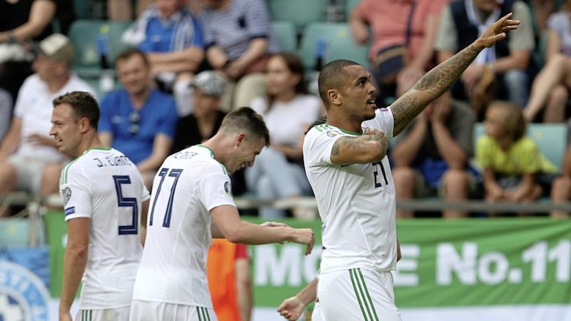 Jonny Evans is backing the forwards Northern Ireland have now, including Josh Magennis (right). 