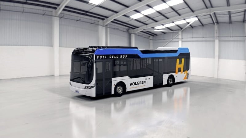 Australian manufacturer Volgren&#39;s new hydrogen bus, powered using Wrightbus hydrogen chassis technology. 