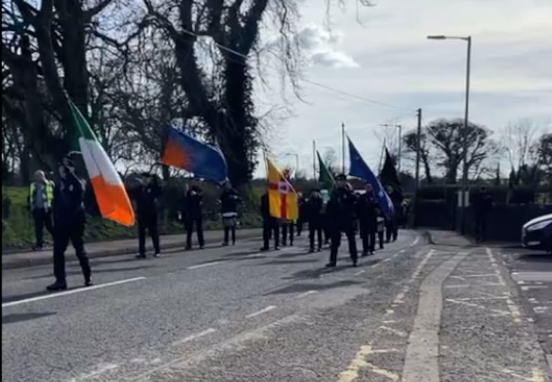 Some of those who attended a 1916 Societies Easter commemoration in Bellaghy, Co Derry, on Sunday