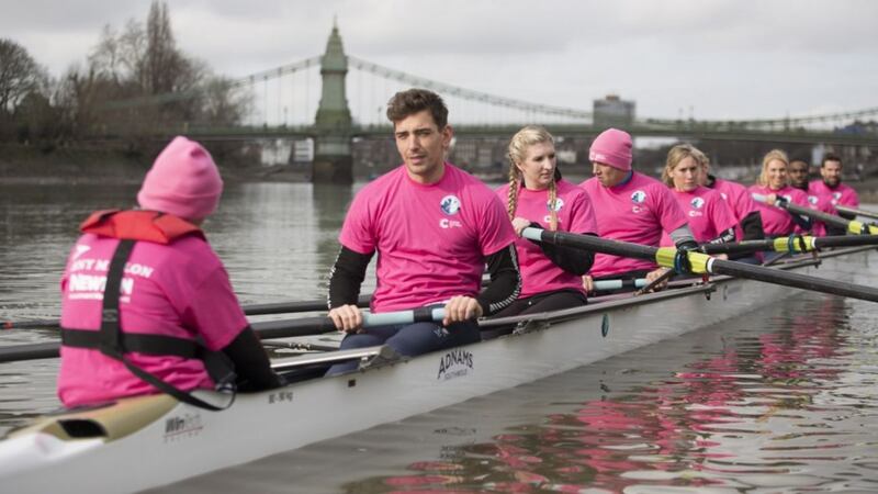 Ore Oduba, Harry Judd and Vernon Kay are making a splash in the first Celebrity Boat Race