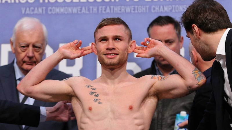 <span style=" line-height: 20.8px;">Carl Frampton during the weigh-in ahead of the World Super-Bantamweight unification fight at the Manchester Arena on Saturday&nbsp;<br />Picture by PA</span>
