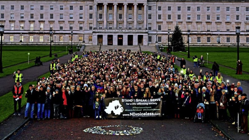 Anti-abortion campaigners outside Stormont last November 