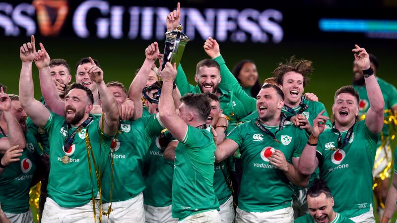 Ryan Baird, back right, helped Ireland win back-to-back Six Nations titles