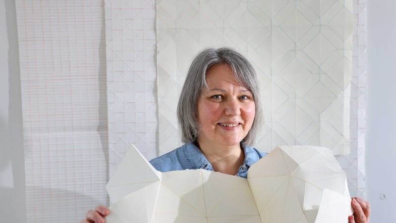 Charlene Scott uses folded paper in her work, along with home-made botanical pigments
