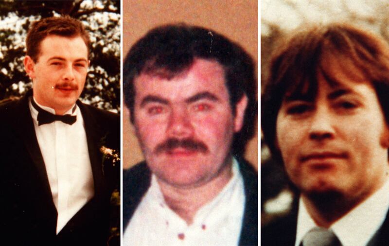 (l-r) Tony Doris, Peter Ryan and Lawrence McNally died in an SAS ambush in 1991 