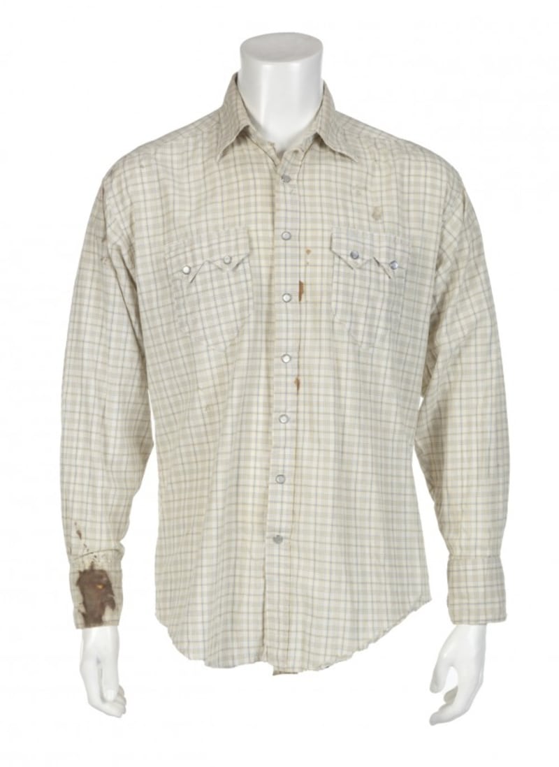 Heath Ledger's 'bloodied' shirt from Brokeback Mountain (Julien's Auctions)