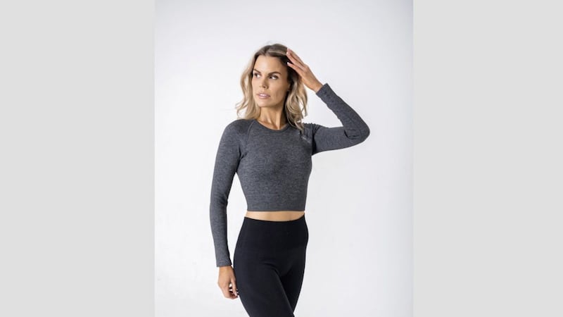 Powercut Riib Charcoal Long Sleeve Crop, &pound;30; Solid Dark Mode Leggings, &pound;36, available from Powercut 