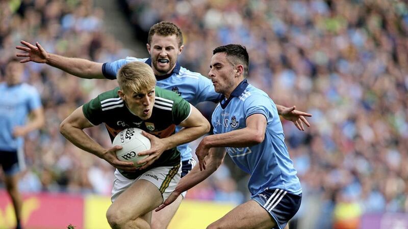 Kerry&#39;s Killian Spillane in action with Dublin&#39;s Niall Scully and Jack McCaffrey in the 2019 All-Ireland Senior Football Final at Croke Park, Dublin on September 1 2019. Picture by Seamus Loughran. 
