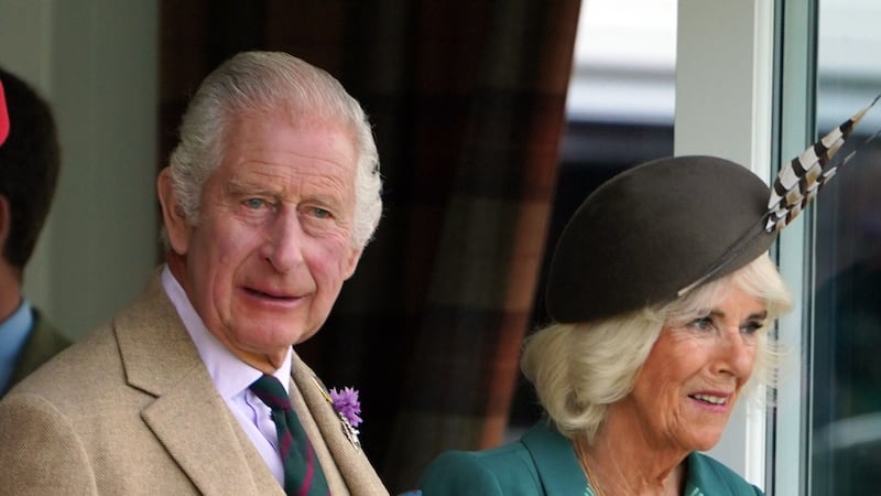 The King and Queen during the Braemar Gathering highland games held a short distance from the royals’ summer retreat at the Balmoral estate in Aberdeenshire (Andrew Milligan/PA)