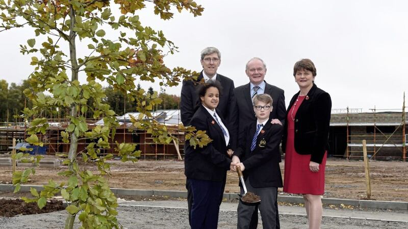 Ministers visit Strule Shared Education Campus in Omagh as the first school building takes shape 