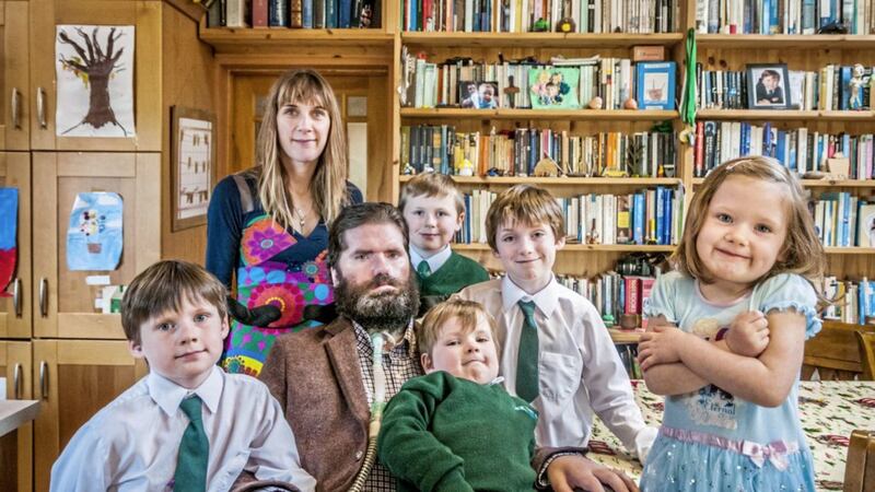 Ruth and Simon Fitzmaurice with their children Jack, Raife, Arden, Sadie and Hunter Picture: Marc Atkins 